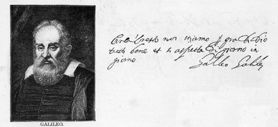 Handschrift und Unterschrift von Galileo Galilei aus einem Brief an seinen jüngeren Bruder Michelangelo in Vilnius, Litauen, geschrieben in Padua, 20. November 1601 von Unknown